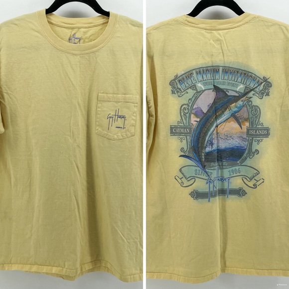 T-shirt Homme Guy Harvey XXL – Pêche Au Charbon, Manches Longues, Gris, Imprimé Bluewater